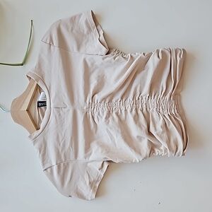 H&M H&M Ruched Front T-Shirt in Beige